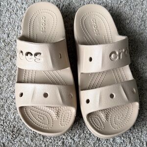 CROCS Dual-Strap Slide Sandals Ionic Comfort Light Beige sz 7 EUC